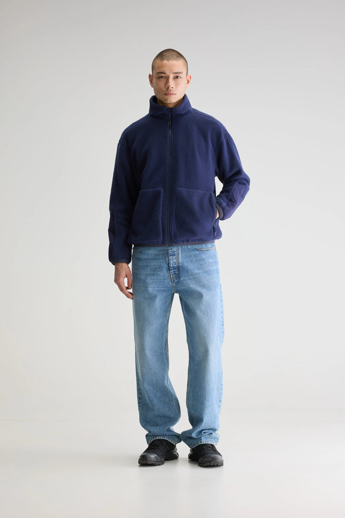 Bellerose Sweatshirt Zippé Polaire Bleu Pour Homme