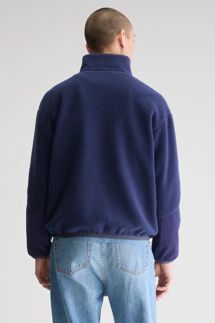 Bellerose Sweatshirt Zippé Polaire Bleu Pour Homme