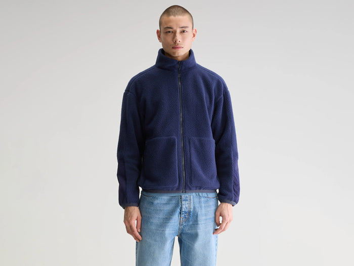 Bellerose Sweatshirt zippé polaire bleu pour homme