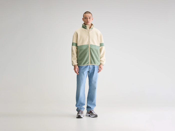 Bellerose Sweatshirt zippé polaire écru pour homme