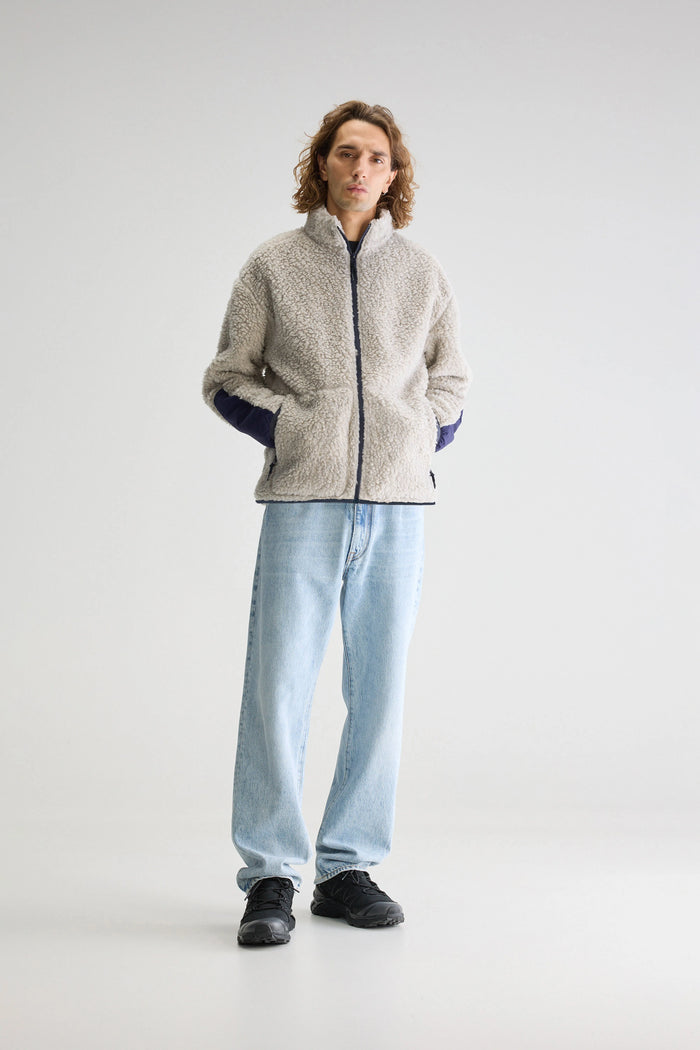 Bellerose Sweatshirt Zippé Polaire Gris Pour Homme