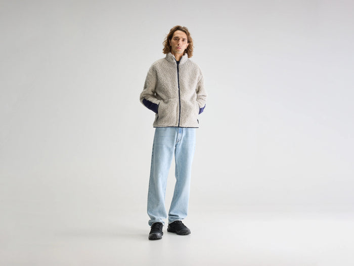 Bellerose Sweatshirt zippé polaire gris pour homme