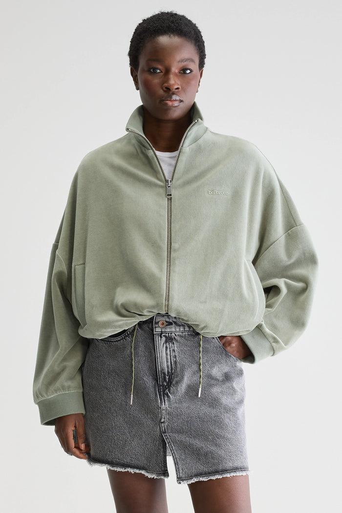 Bellerose Sweatshirt Zippé Vert Pour Femmes