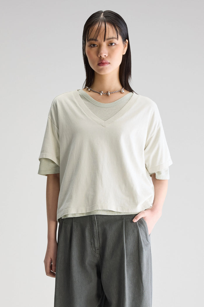 Bellerose T-shirt Col En V Gris Pour Femmes
