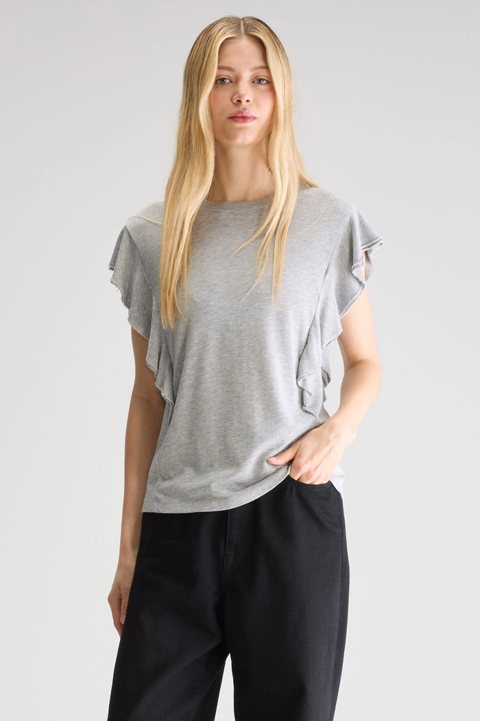 Bellerose T-Shirt Gris À Volants Pour Femmes