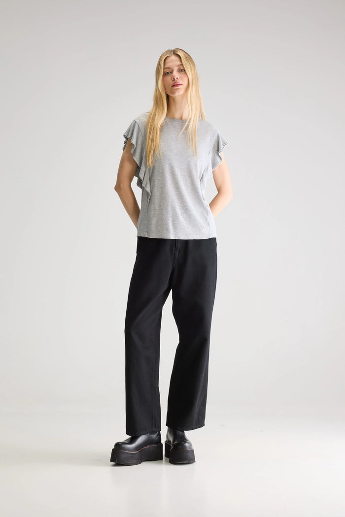 Bellerose T-Shirt Gris À Volants Pour Femmes