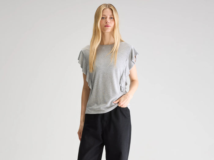 Bellerose T-Shirt Gris À Volants Pour Femmes