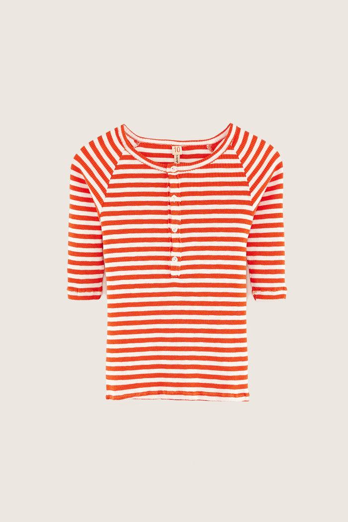 Bellerose T-shirt Henley Rayé Slim Pour Filles