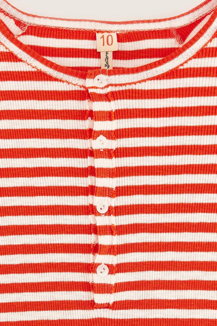 Bellerose T-shirt Henley Rayé Slim Pour Filles