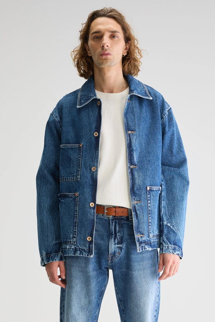 Bellerose Veste Classique En Denim Bleu Pour Homme