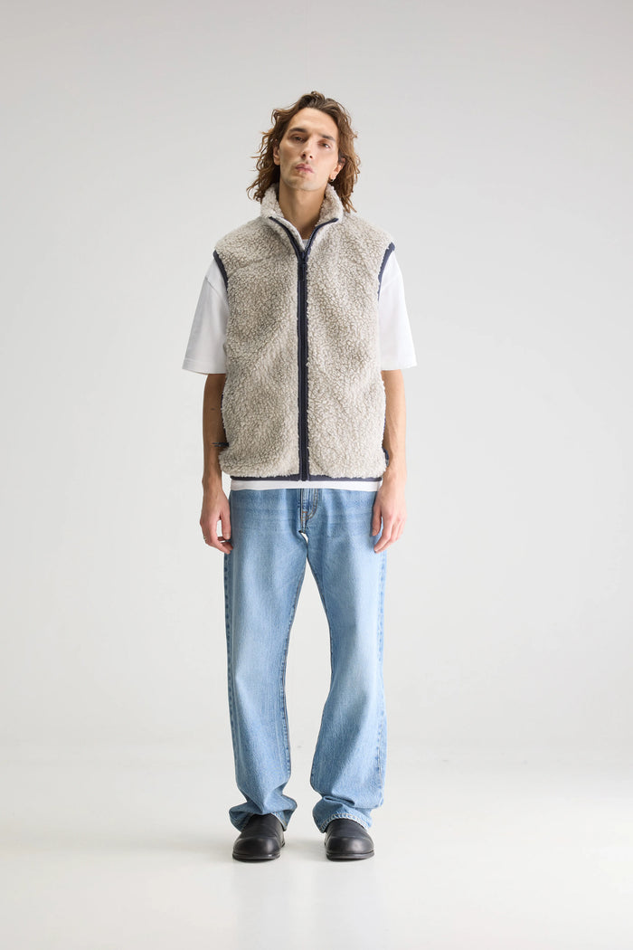 Bellerose Veste Sans Manches Teddy Gris Pour Homme