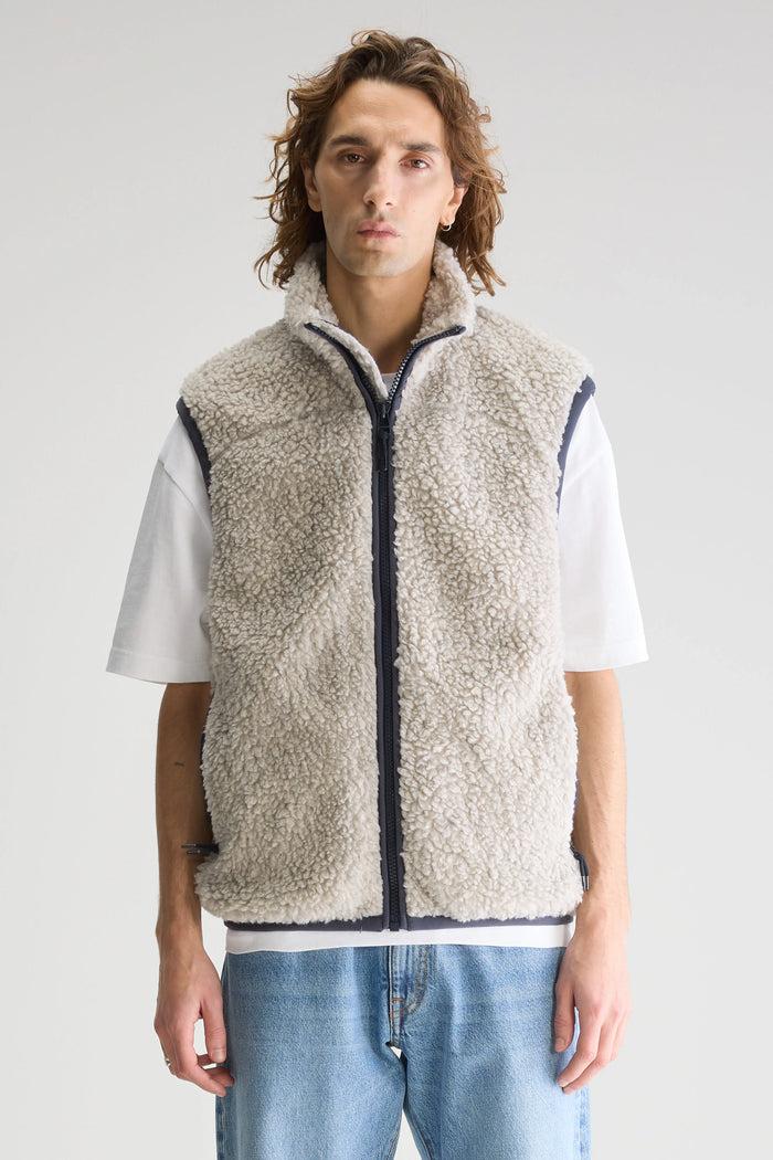 Bellerose Veste Sans Manches Teddy Gris Pour Homme