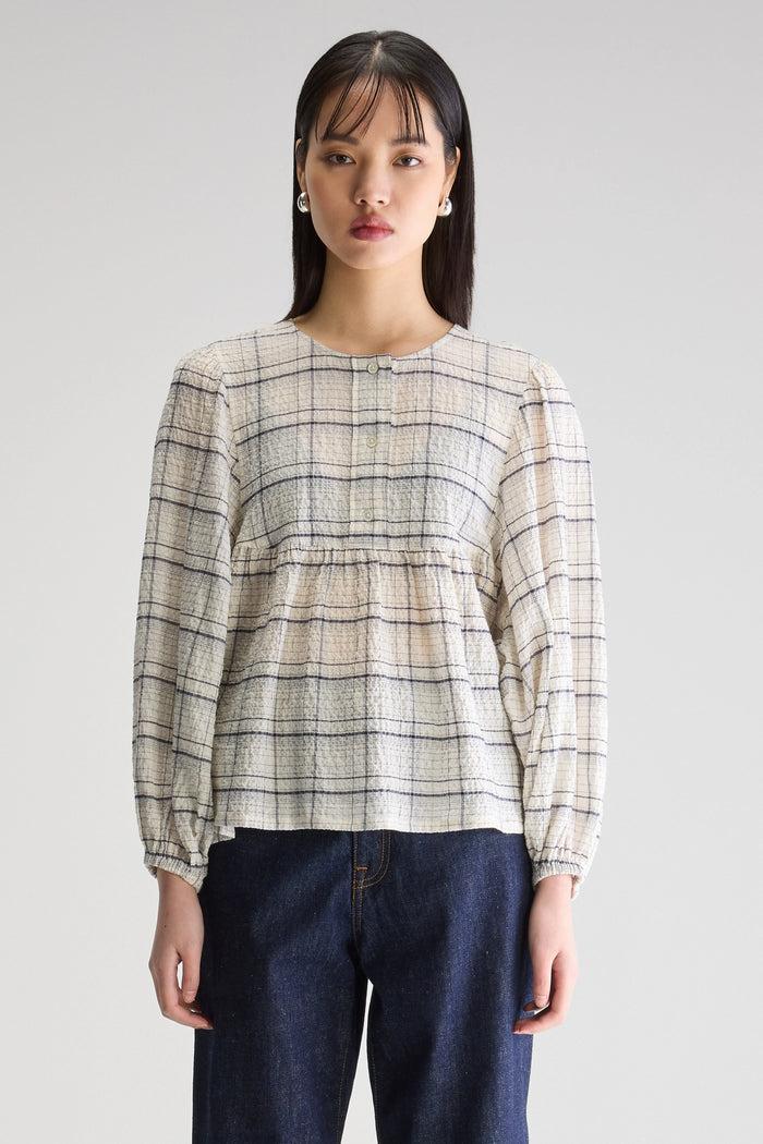 Bellerose Blouse à Manches Ballon à Carreaux Pour Femmes