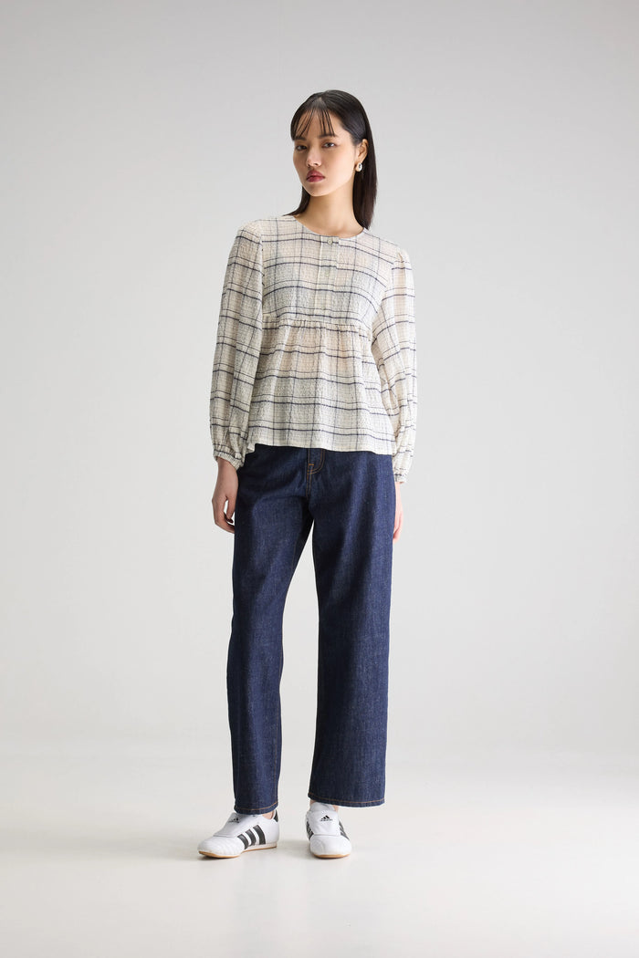 Bellerose Blouse à Manches Ballon à Carreaux Pour Femmes