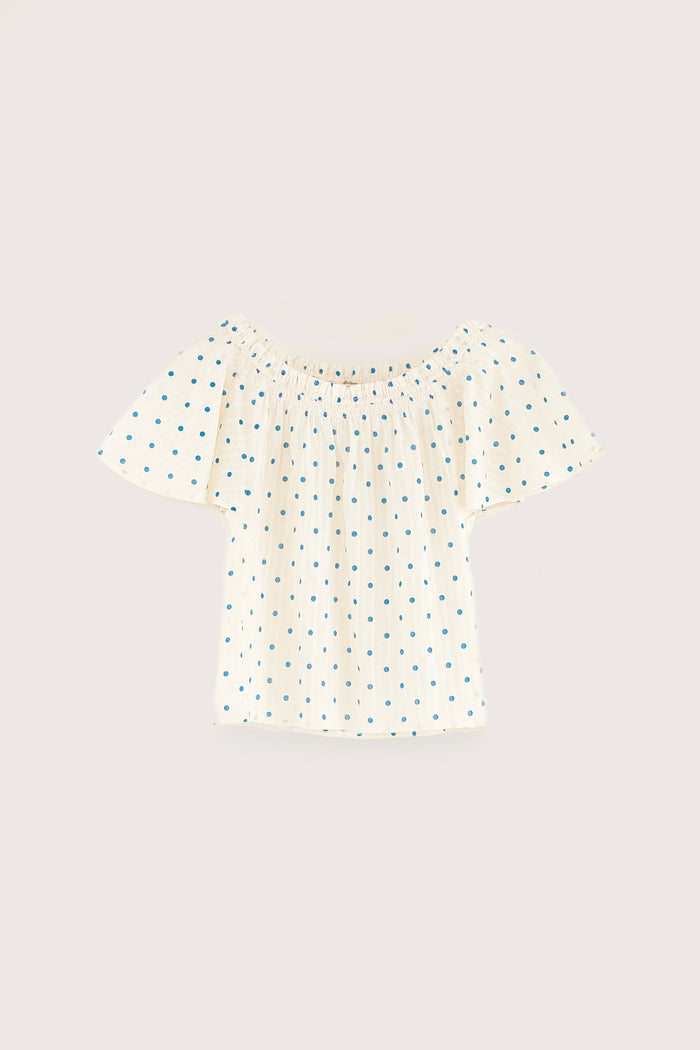 Bellerose Blouse à Pois à Manches Courtes Pour Filles