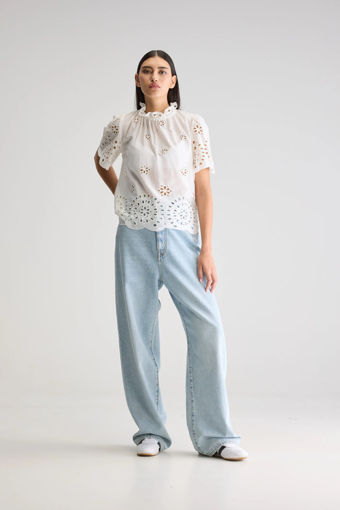 Bellerose Blouse Blanche À Manches Courtes Pour Femmes