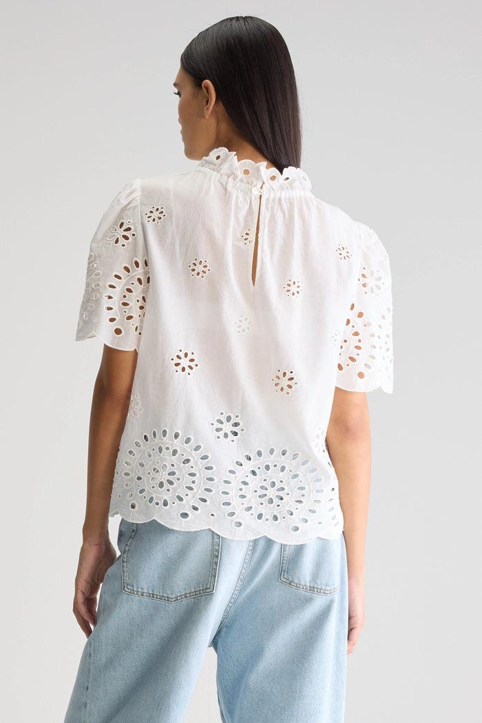 Bellerose Blouse Blanche À Manches Courtes Pour Femmes