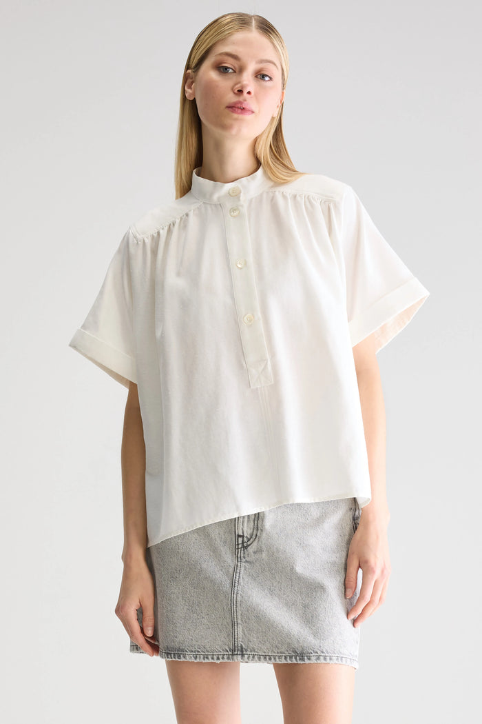 Bellerose Blouse Blanche À Manches Courtes Pour Femmes