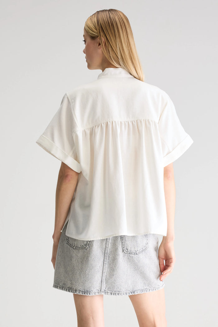 Bellerose Blouse Blanche À Manches Courtes Pour Femmes
