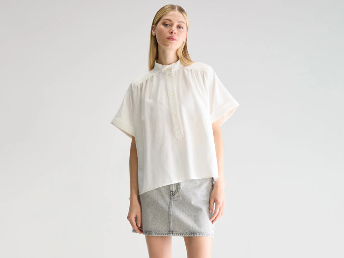 Bellerose Blouse Blanche À Manches Courtes Pour Femmes