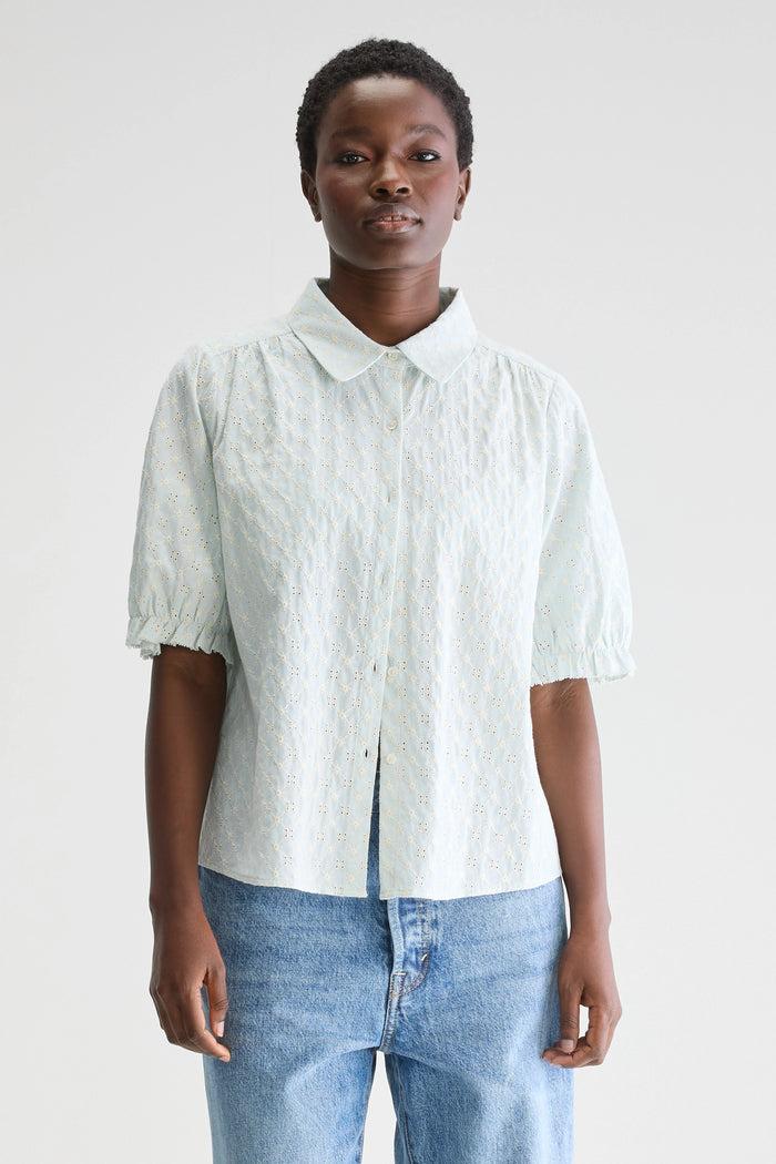 Bellerose Blouse Bleue à Manches Courtes Pour Femmes
