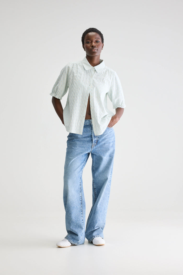 Bellerose Blouse Bleue à Manches Courtes Pour Femmes