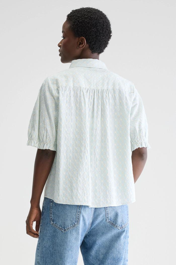 Bellerose Blouse Bleue à Manches Courtes Pour Femmes