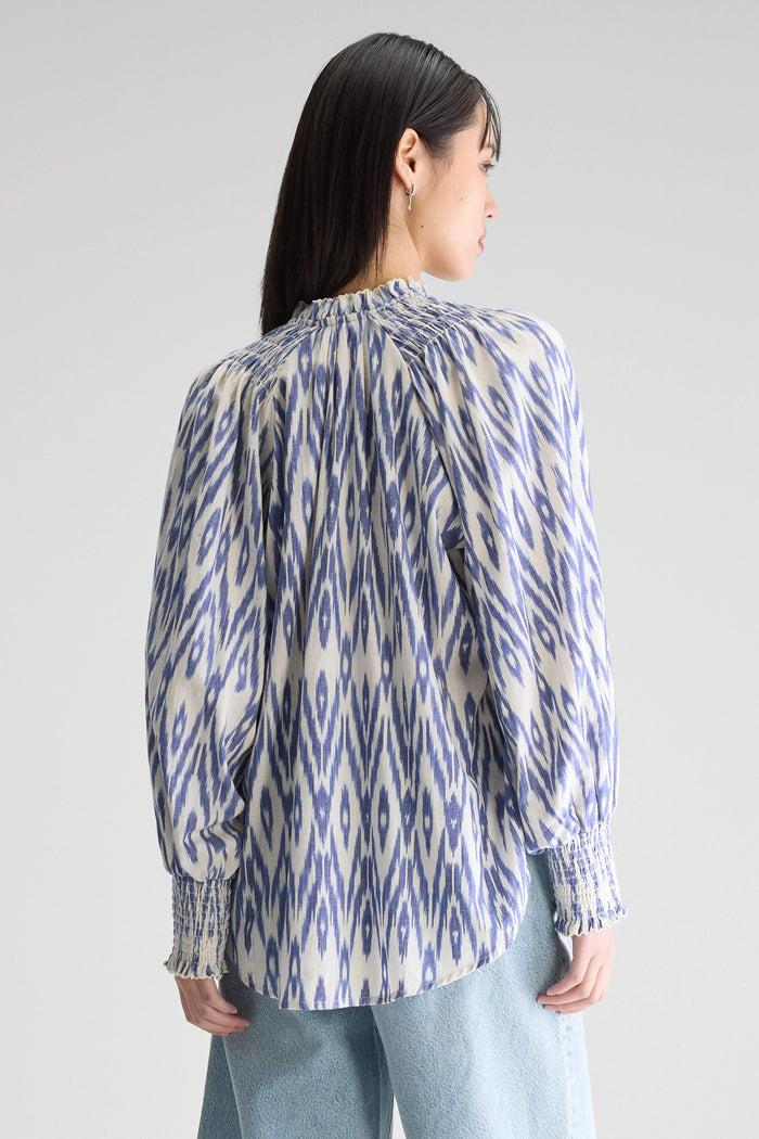 Bellerose Blouse Bleue Et Blanche à Motifs Pour Femmes