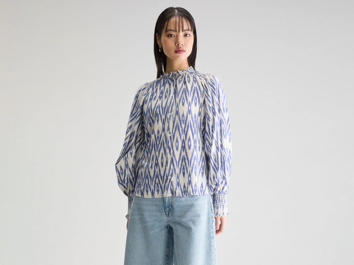Bellerose Blouse bleue et blanche à motifs pour femmes