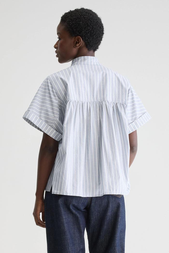 Bellerose Blouse Rayée Grise à Manches Courtes Pour Femmes