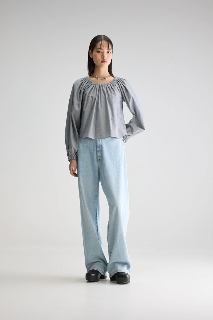 Bellerose Blouse Romantique Rayée Noire Pour Femmes