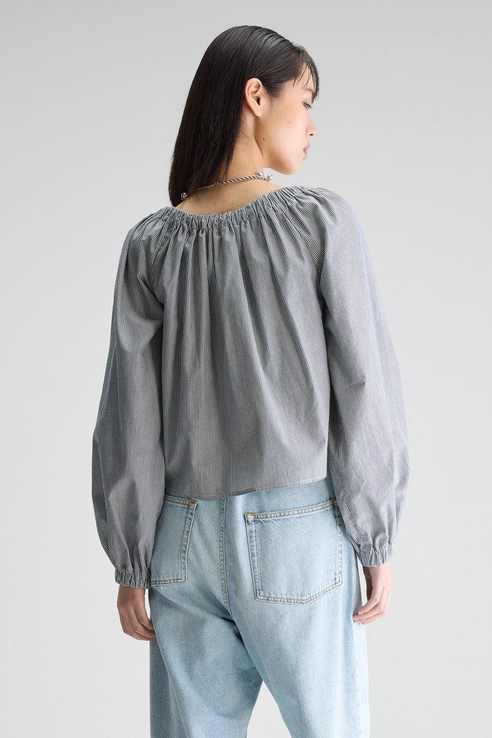 Bellerose Blouse Romantique Rayée Noire Pour Femmes