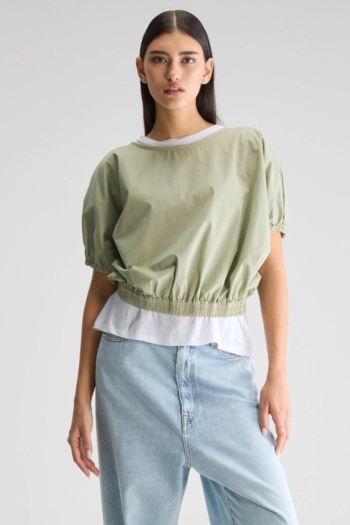 Bellerose Blouse Verte À Manches Courtes Pour Femmes
