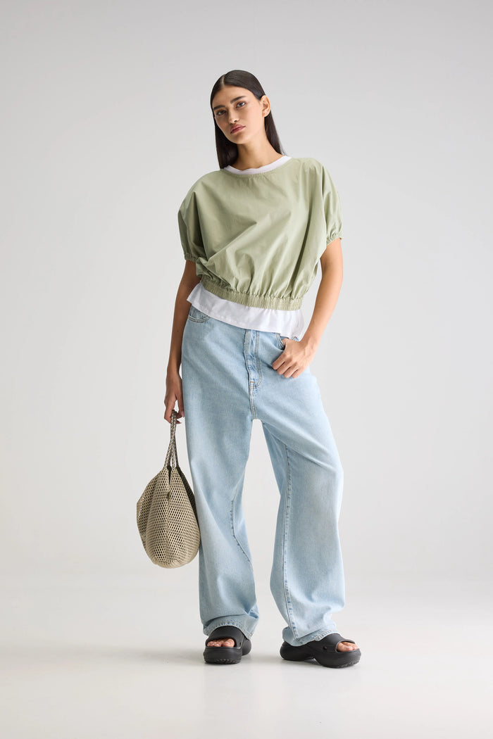 Bellerose Blouse Verte À Manches Courtes Pour Femmes