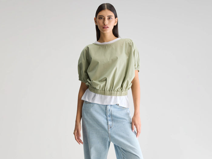 Bellerose Blouse Verte À Manches Courtes Pour Femmes