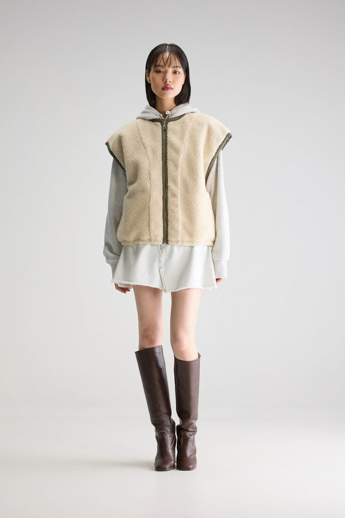 Bellerose Bodywarmer Réversible Oversize Kaki Pour Femmes