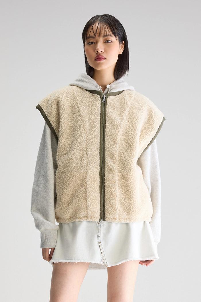 Bellerose Bodywarmer Réversible Oversize Kaki Pour Femmes