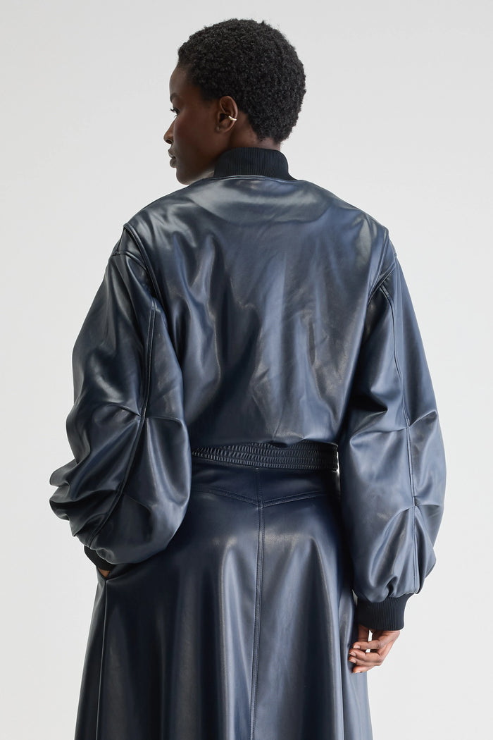 Bellerose Bomber Bleu Marine En Simili Cuir Pour Femmes