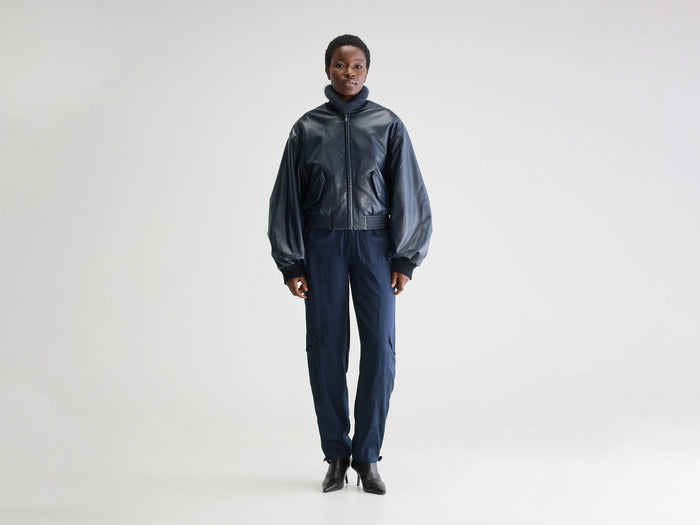 Bellerose Bomber bleu marine en simili cuir pour femmes