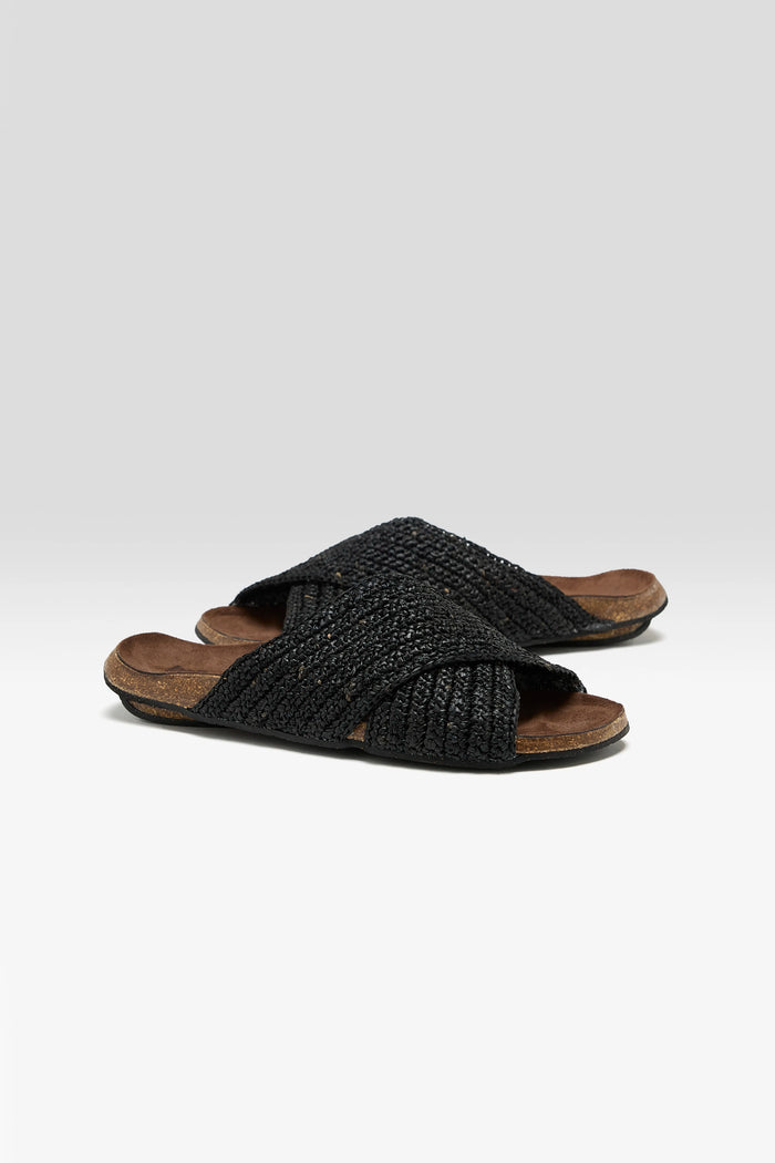 Bosabo Bosabo Raphia Noir Sandals