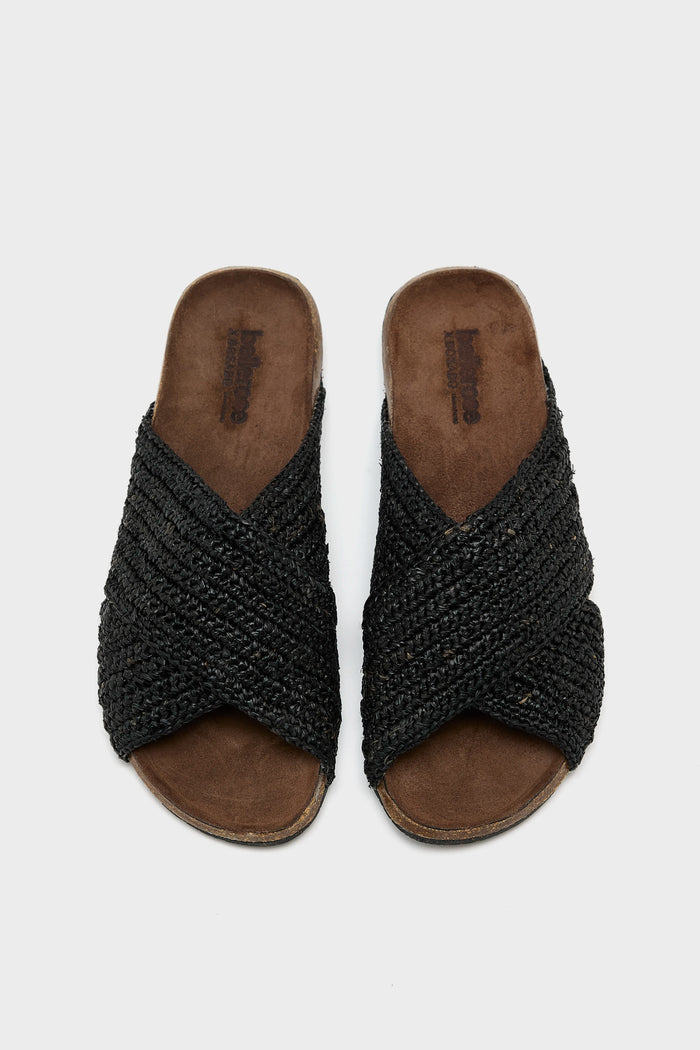 Bosabo Bosabo Raphia Noir Sandals