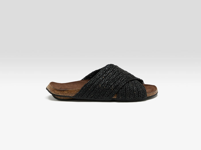 Bosabo Bosabo Raphia Noir Sandals