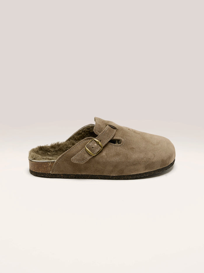 Bosabo Bosabo Sabots En Velour Taupe Pour Femmes