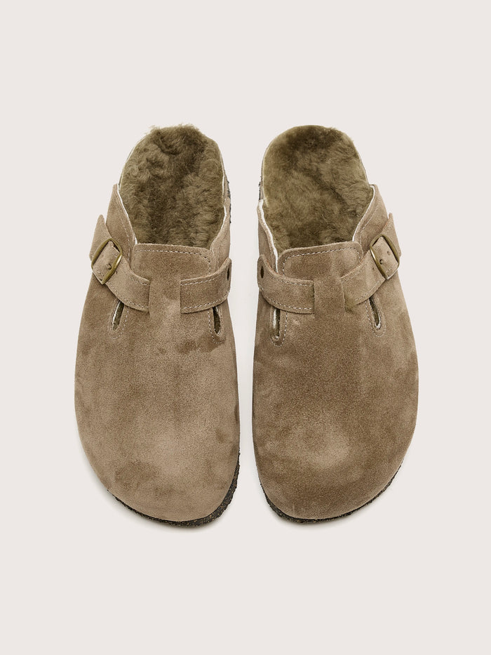 Bosabo Bosabo Sabots En Velour Taupe Pour Femmes