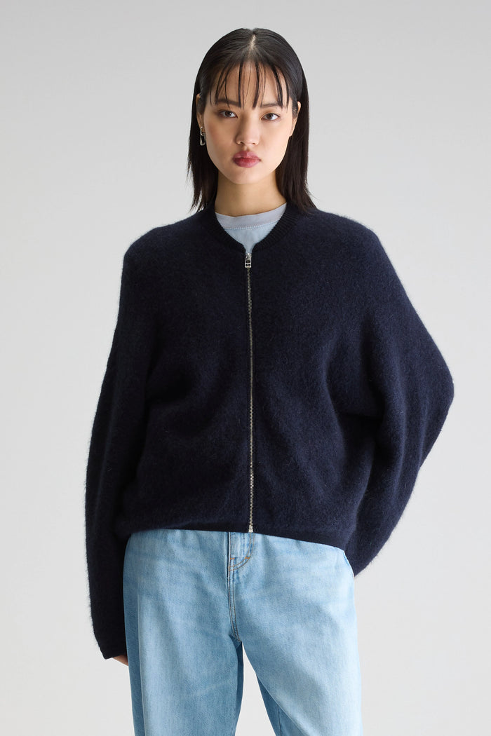 Bellerose Cardigan Zippé Oversize Bleu Marine Pour Femmes