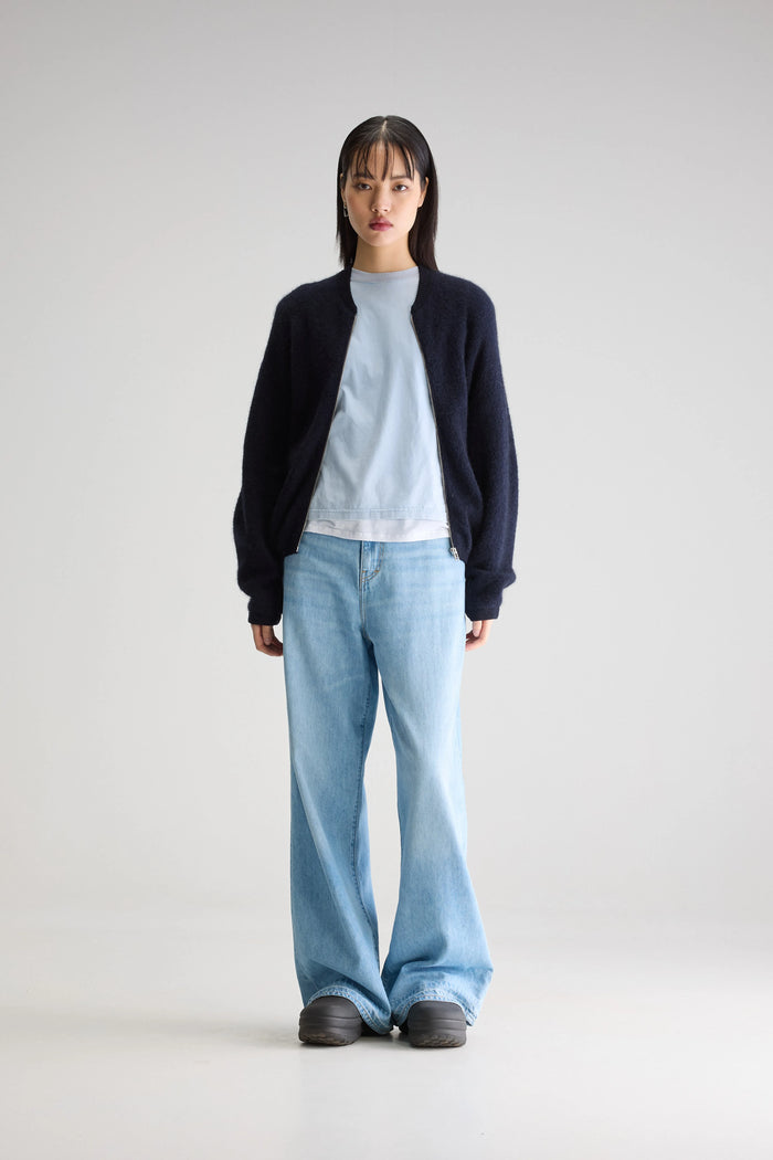 Bellerose Cardigan Zippé Oversize Bleu Marine Pour Femmes