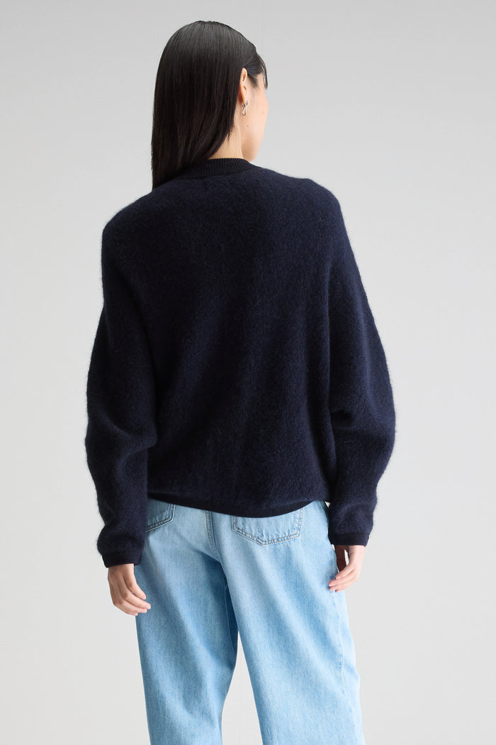 Bellerose Cardigan Zippé Oversize Bleu Marine Pour Femmes