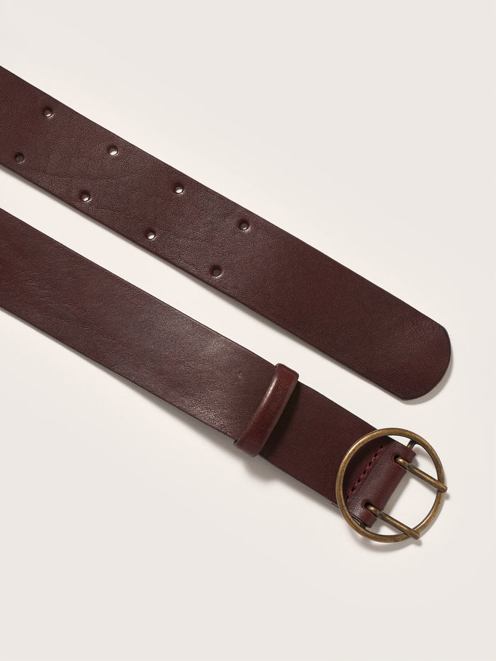 Bellerose Ceinture Classique En Cuir Lisse Bordeaux Pour Femmes