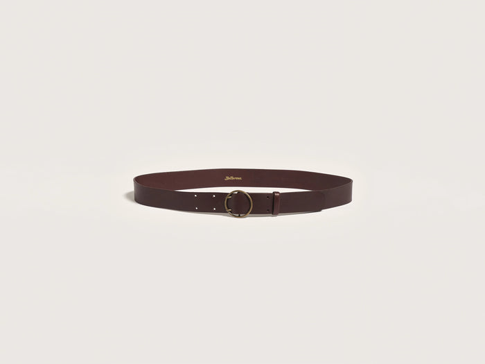 Bellerose Ceinture classique en cuir lisse bordeaux pour femmes