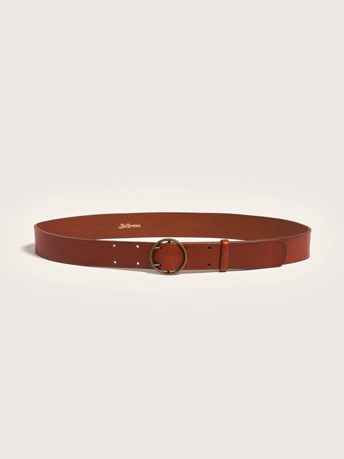 Bellerose Ceinture Classique En Cuir Lisse Cognac Pour Femmes